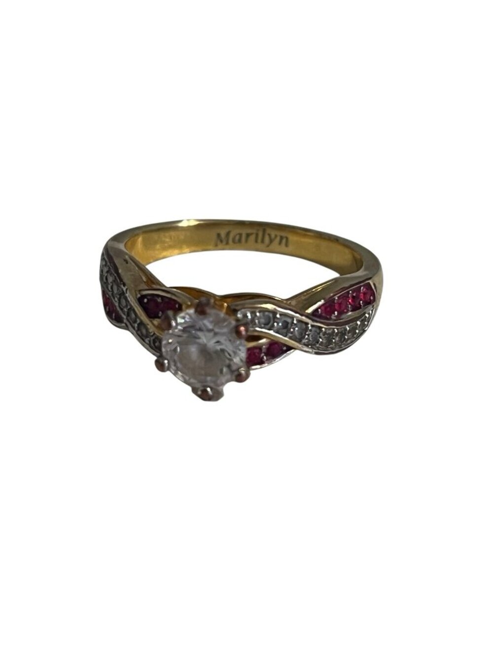 Danbury Mint Ruby Diamond Simulant Ring Size 10 Statement Cocktail Marilyn